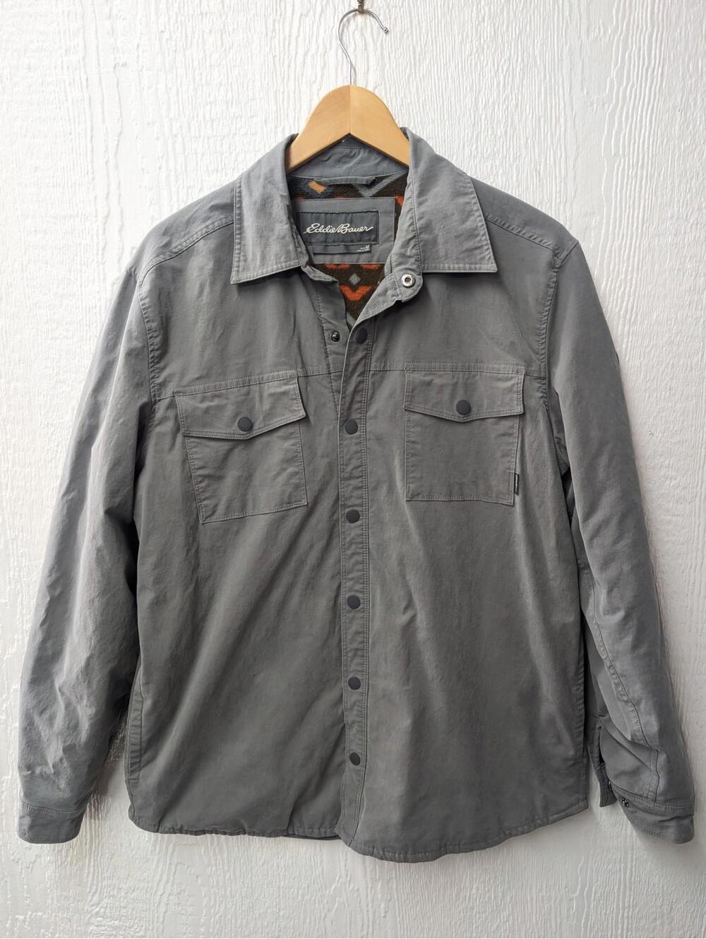 Eddie Bauer Voyager Fleece Lined Snap Front Shirt Jacket Shacket Aztec Medium